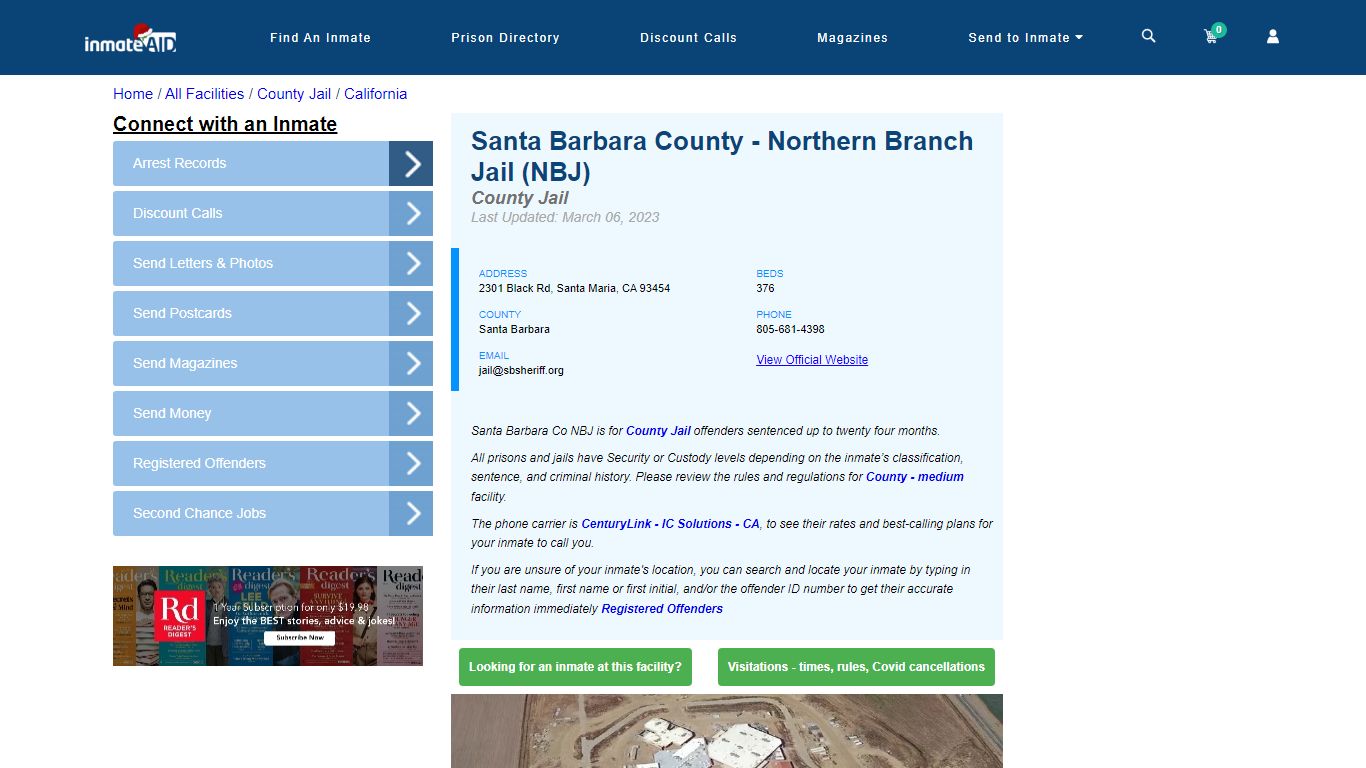 Santa Barbara County - Northern Branch Jail (NBJ) - Inmate Locator ...