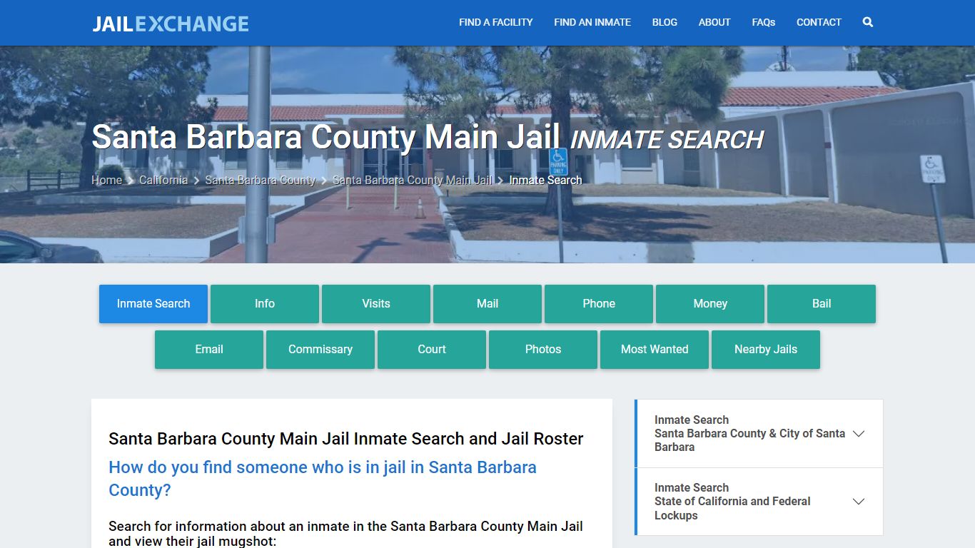 Santa Barbara County Main Jail Inmate Search - Jail Exchange
